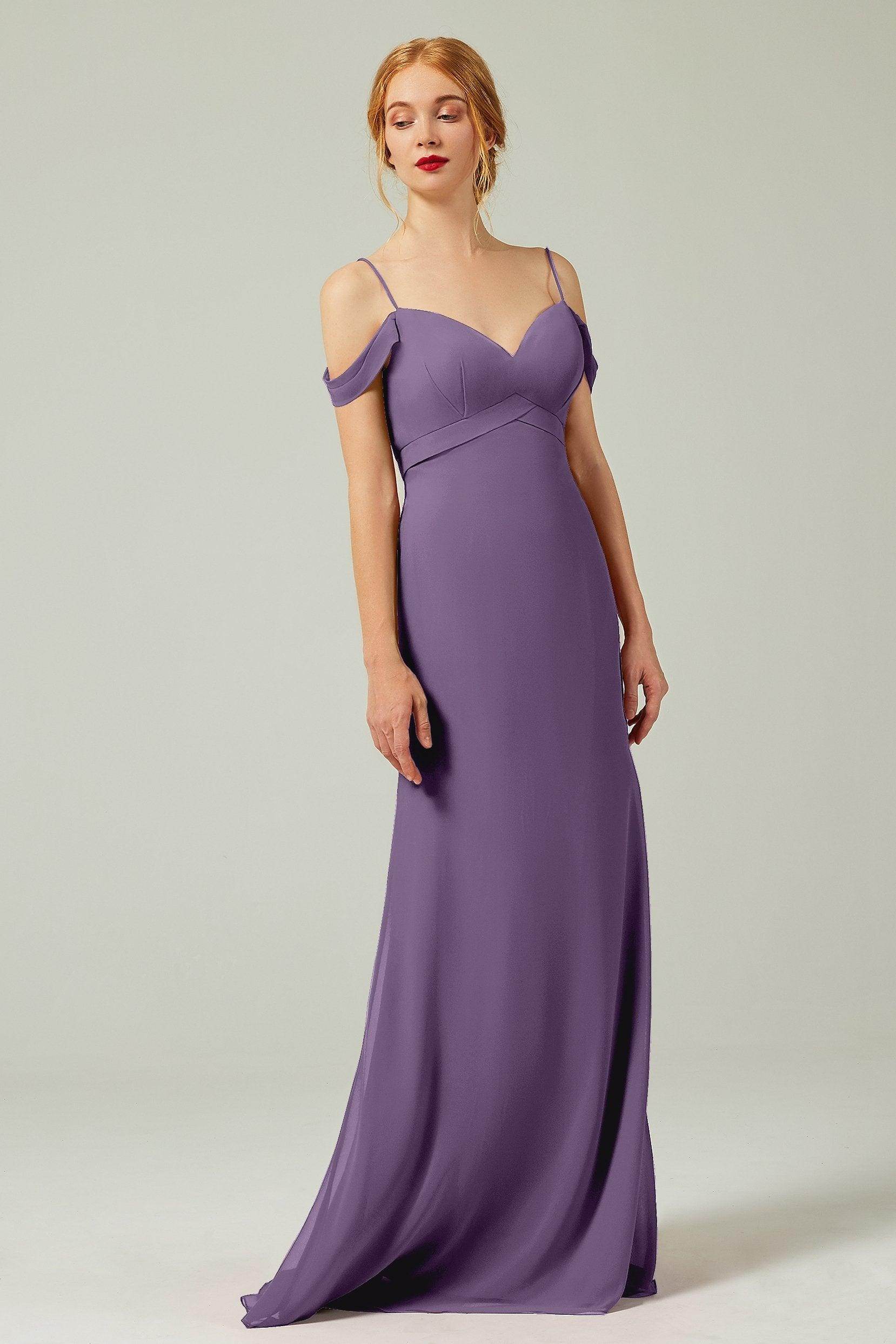 Sheath-Column Floor Length Chiffon Bridesmaid Dress Formal Dresses CB0343 - COCOMELODY